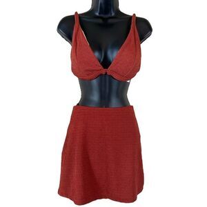 J.Crew textured two piece swim skirt set